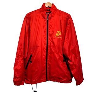 Weatherproof USMC Marines Windbreaker Jacket Mens Medium Red Full Zip Ripstop